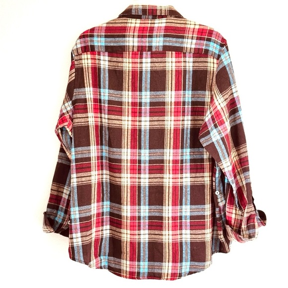 Design in Italy Women’s Flannel Shirt - Red, Blue, and Brown - Picture 2 of 2